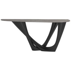 G-Console Table Duo in Powder-Coated Steel with Concrete Top by Zieta