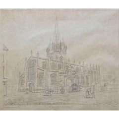 Antique G Cooper: 'St Mary's Church, Oxford' etching on paper