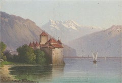 Huile, château de Chillon, début du XXe siècle