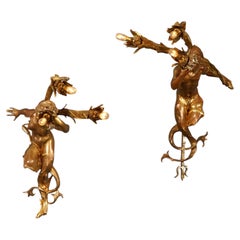 G. de Kerveguen, apliques de bronce «Tritón y sirena», Francia, hacia 1890