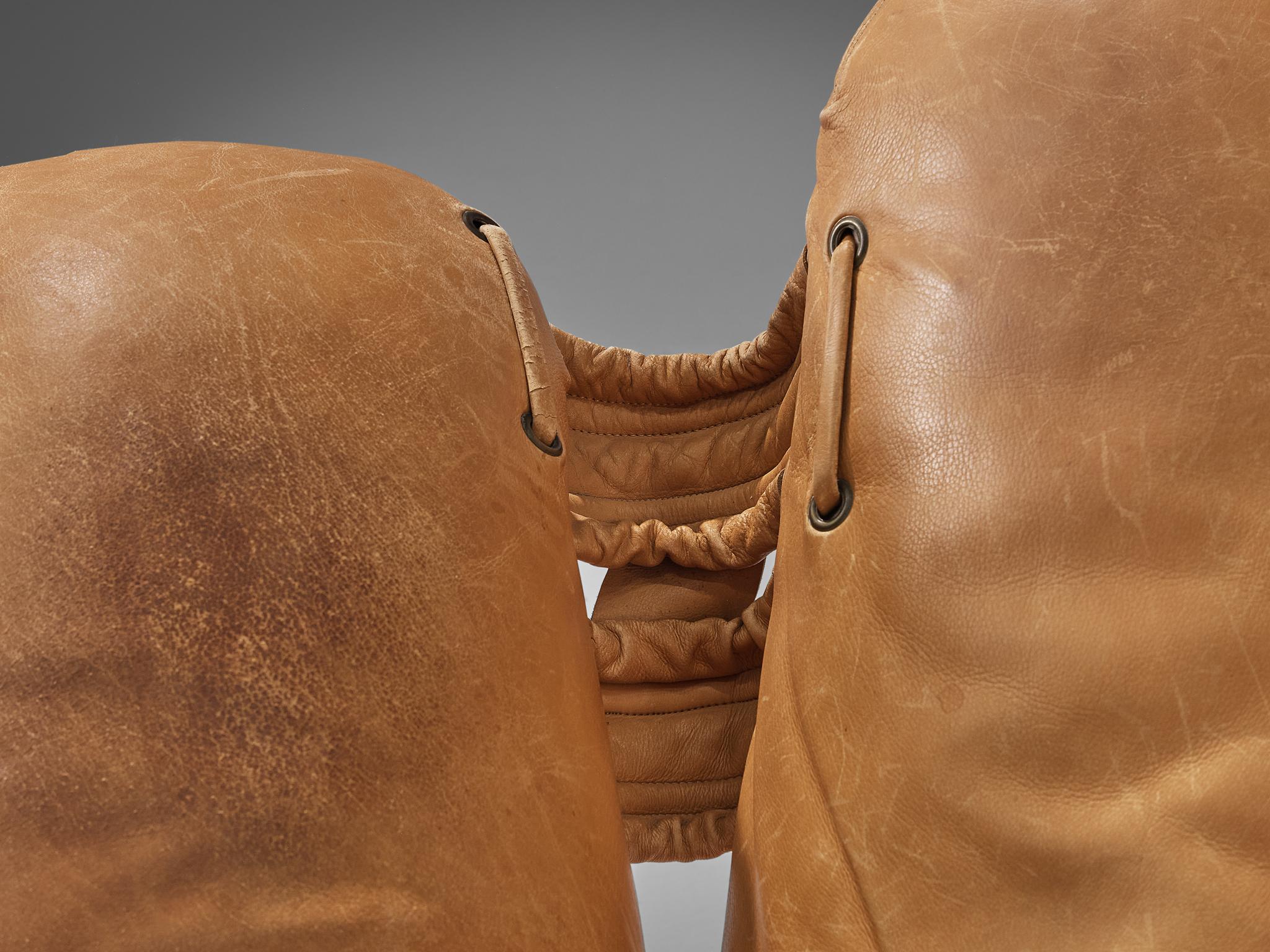 Italian G. de Pas & D. D’Urbino & P. Lomazzi 'Joe' Glove Chair in Cognac Leather