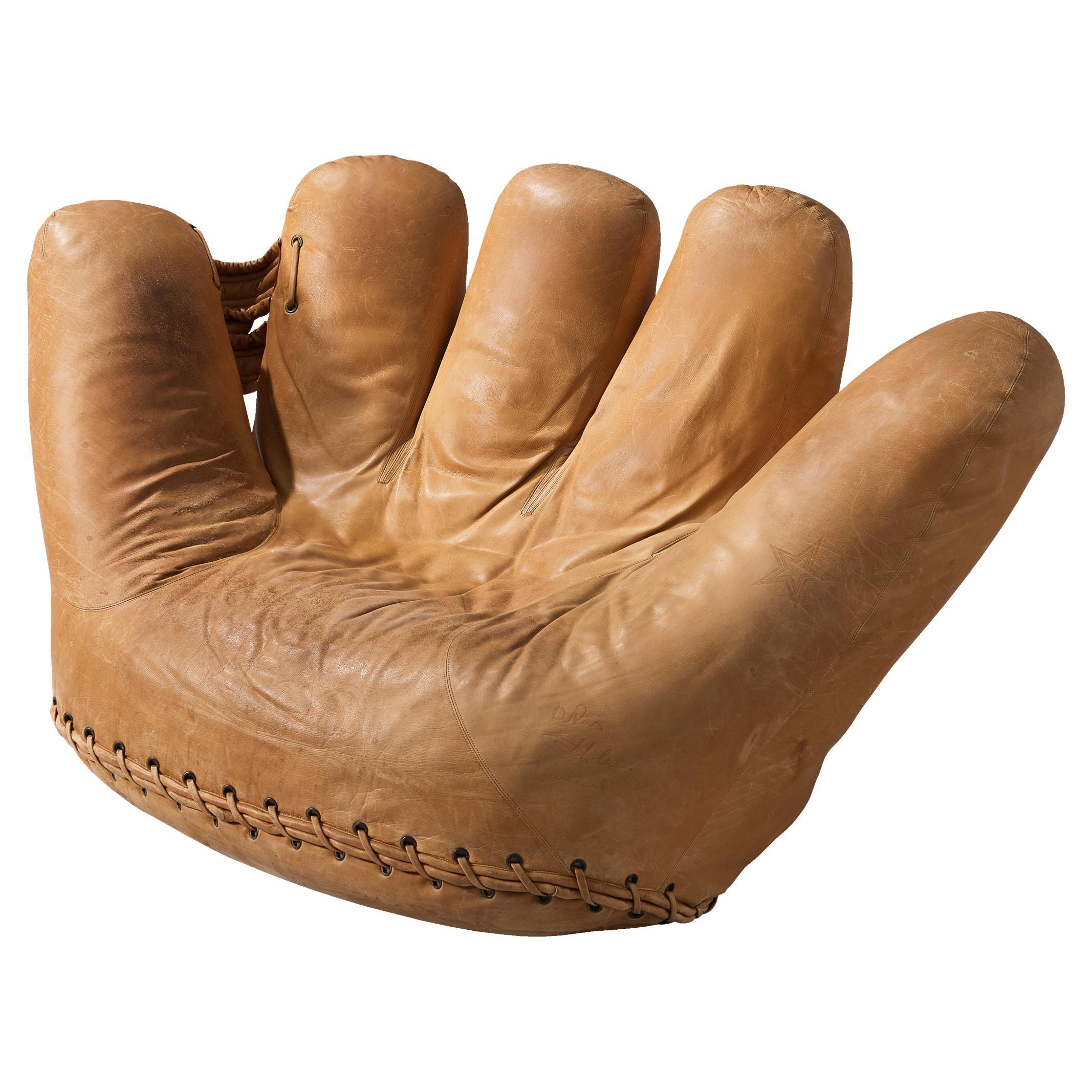 G. de Pas & D. D’Urbino & P. Lomazzi 'Joe' Glove Chair in Cognac Leather
