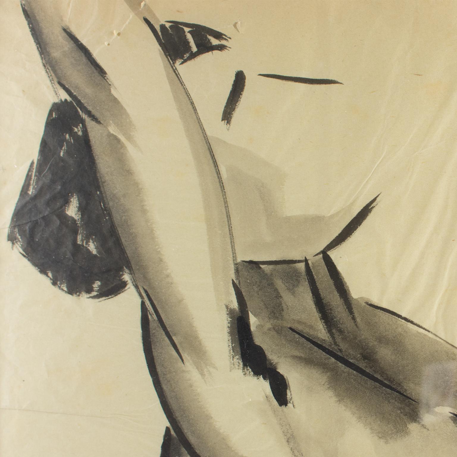 Weibliche Aktstudie Schwarze Bleistiftzeichnung von G. Debotoiyche, 1923 im Angebot 10
