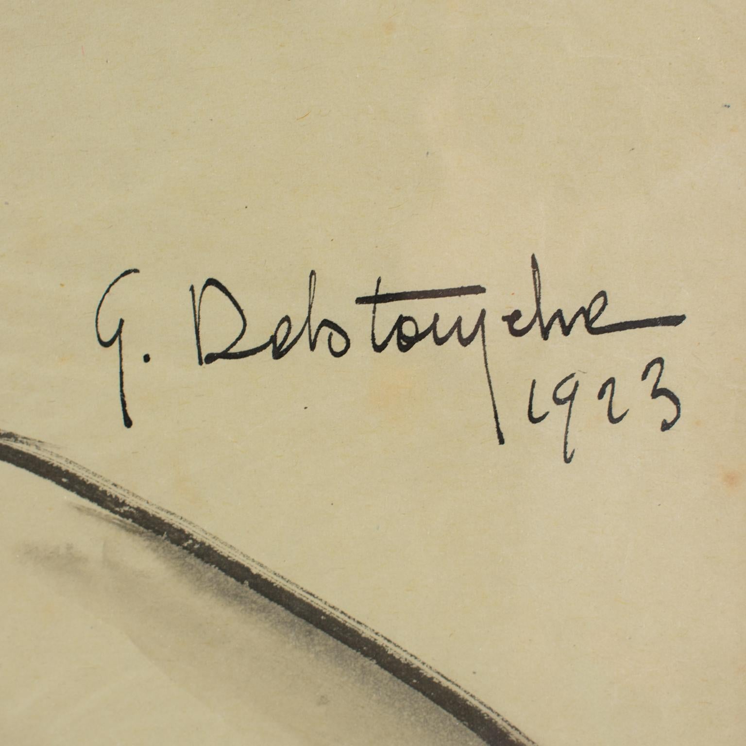 Weibliche Aktstudie Schwarze Bleistiftzeichnung von G. Debotoiyche, 1923 im Angebot 5