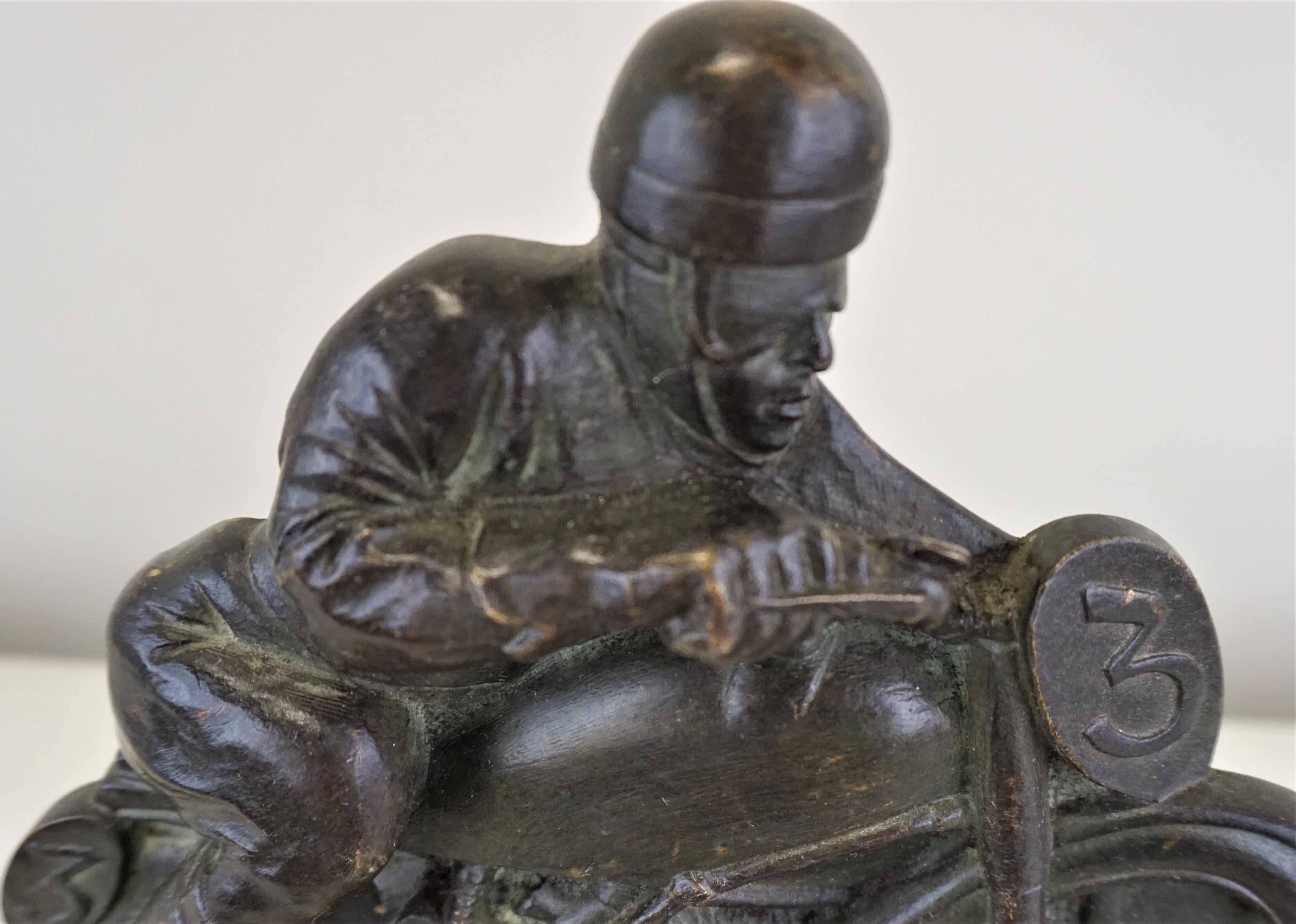 G. E. Mardini Art Deco Bronze Riding Motorcycle 5
