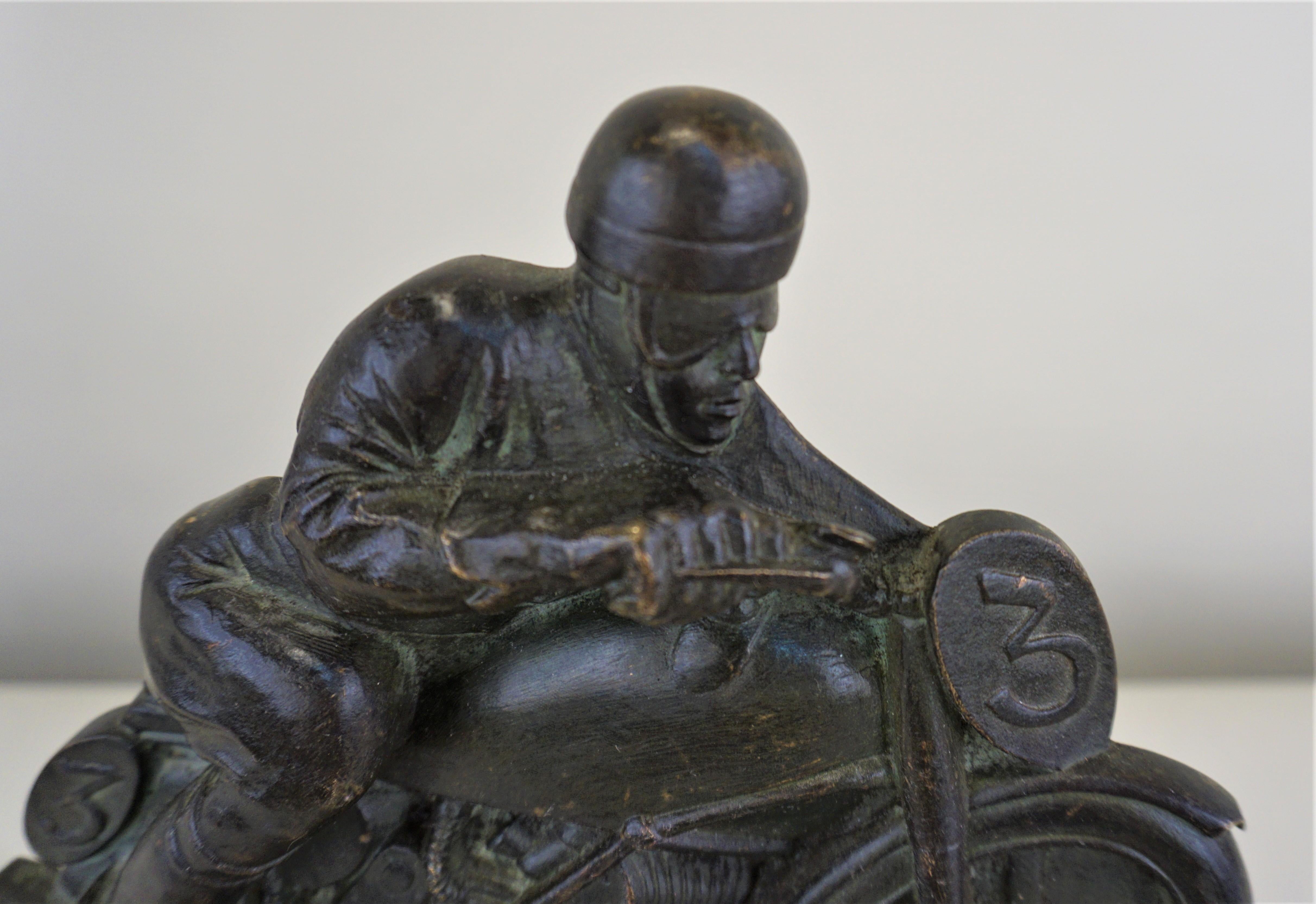 French G. E. Mardini Art Deco Bronze Riding Motorcycle