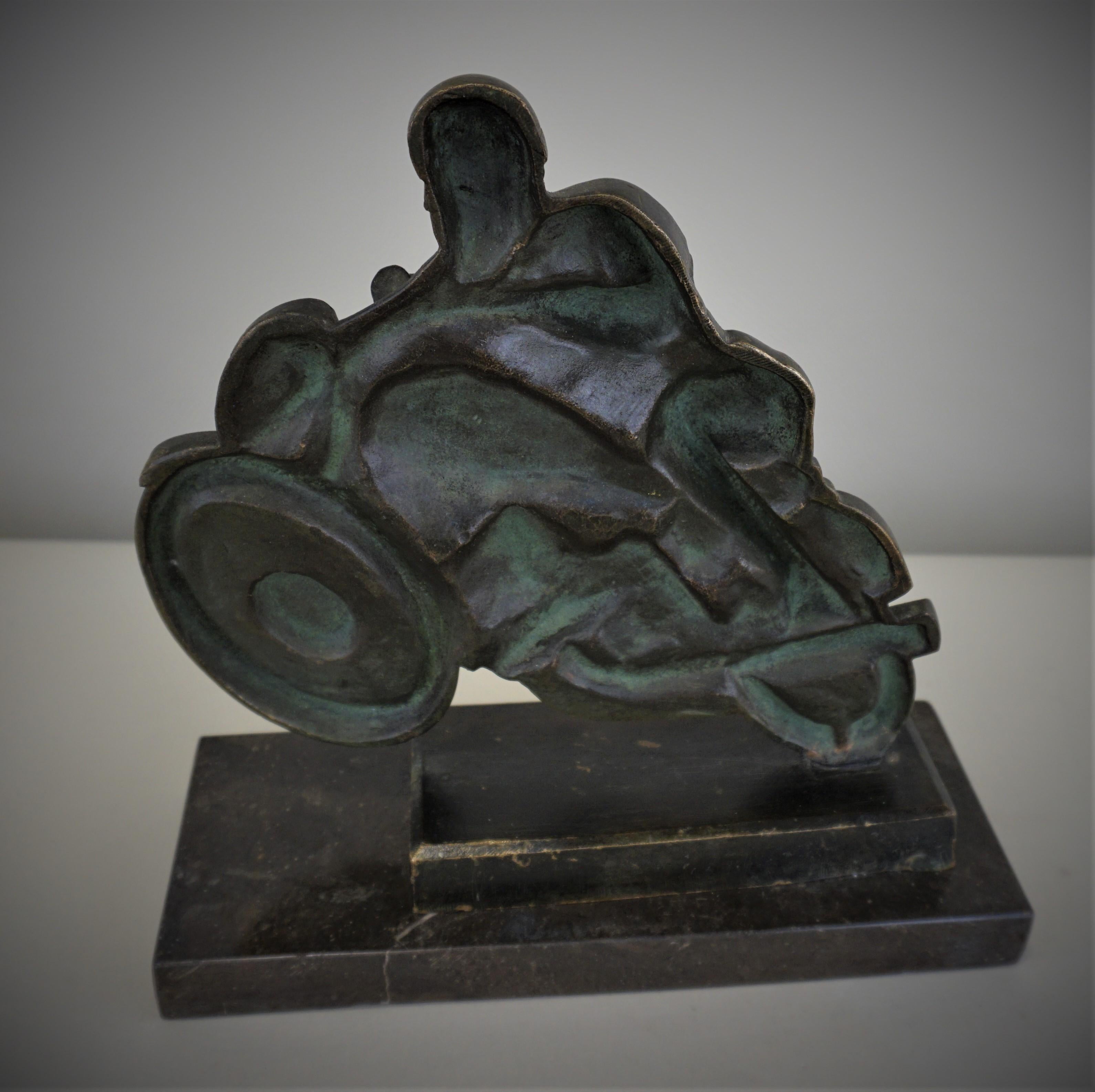 G. E. Mardini Art Deco Bronze Riding Motorcycle 2