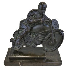 G. E. Mardini Art Deco Bronze Riding Motorcycle