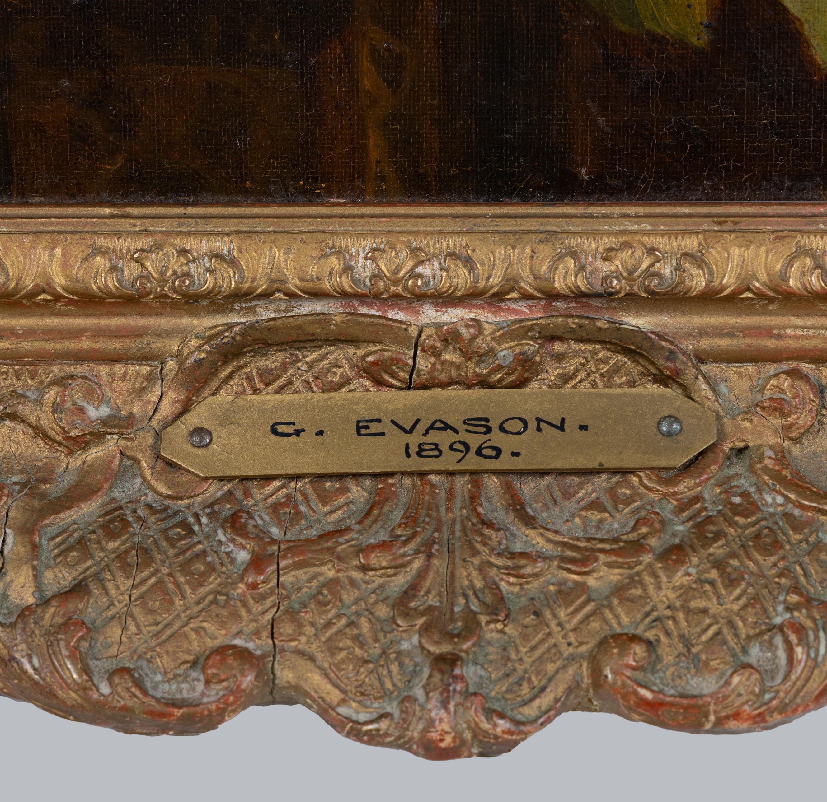 Stillleben mit Rosen und Früchten, Öl auf Leinwand im Stil des 17. Jahrhunderts, datiert 1896 im Angebot 6