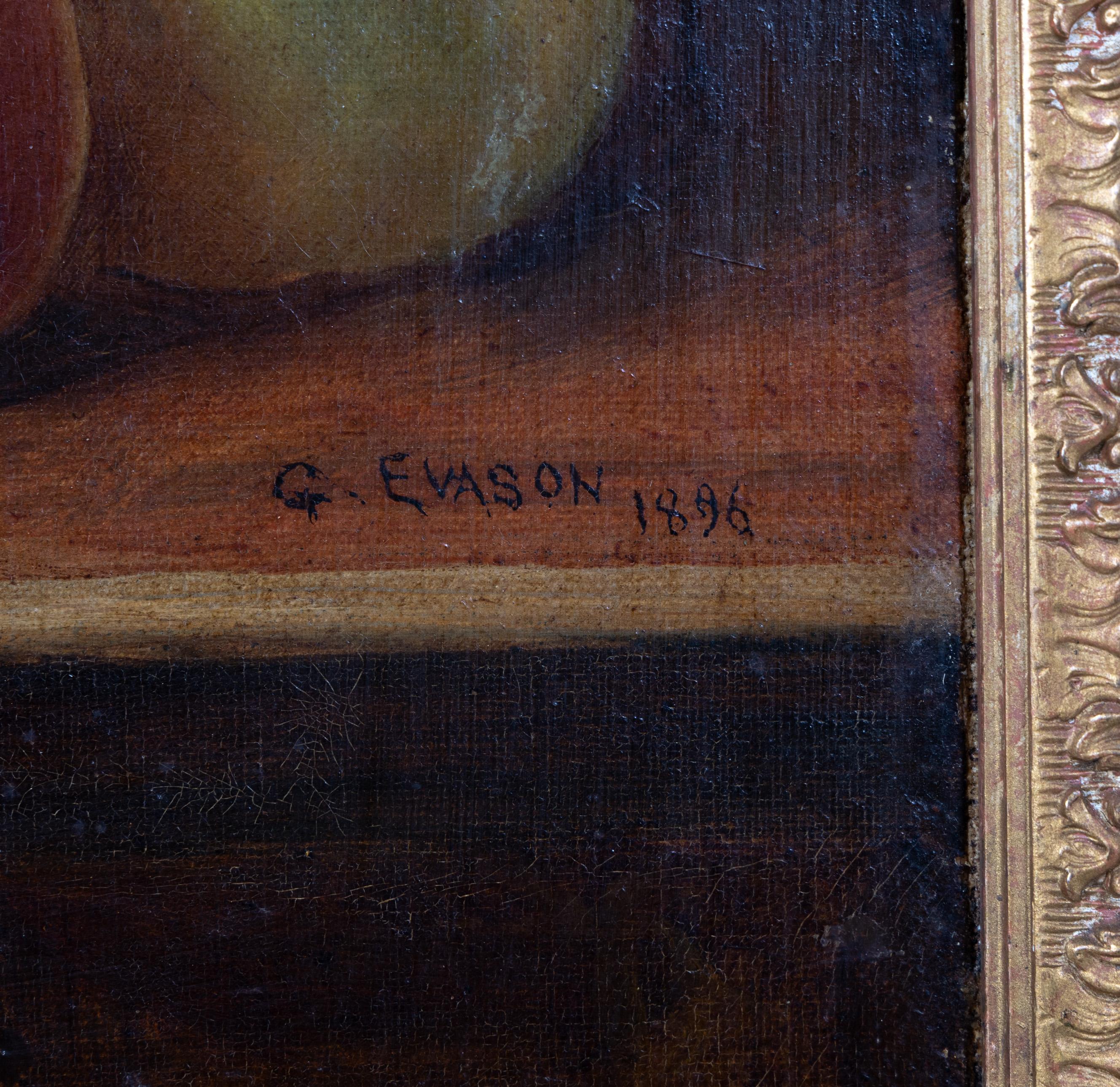 Stillleben mit Rosen und Früchten, Öl auf Leinwand im Stil des 17. Jahrhunderts, datiert 1896 im Angebot 8