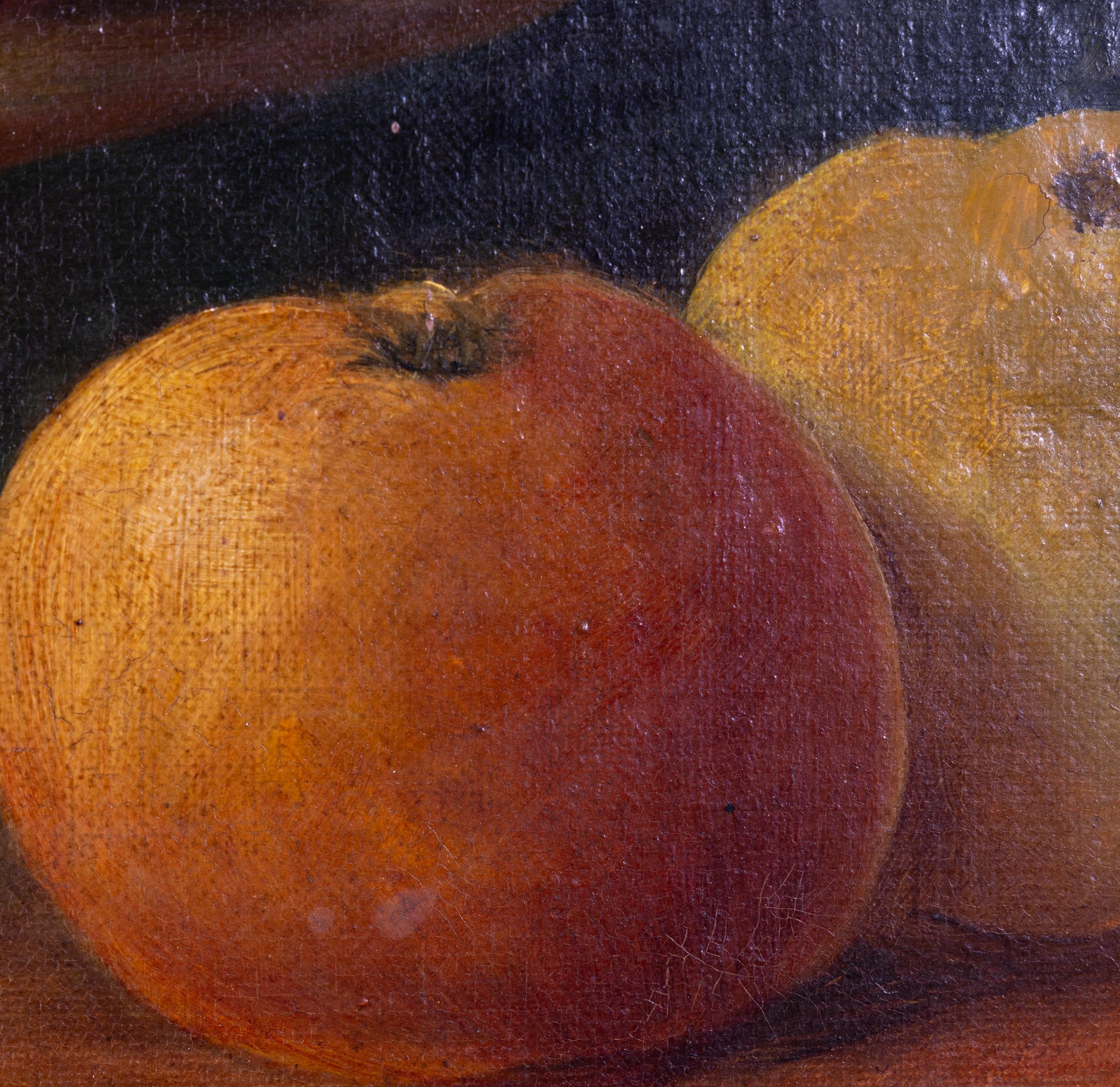 Stillleben mit Rosen und Früchten, Öl auf Leinwand im Stil des 17. Jahrhunderts, datiert 1896 im Angebot 3