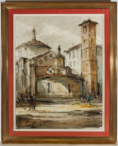 G. Frati - Framed 20th Century Oil, View of San Satiro, Milano