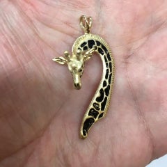 G & G Appleby 14 Karat Yellow Gold Enamel Giraffe Necklace Pendent