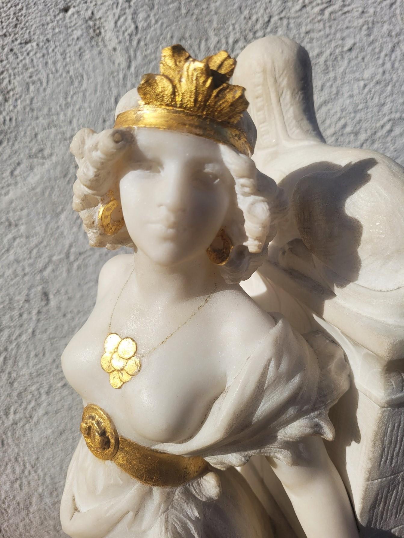 G Gambogi, Young Egyptian Woman, Marble Sculpture, 19th Century In Good Condition For Sale In MARSEILLE, FR