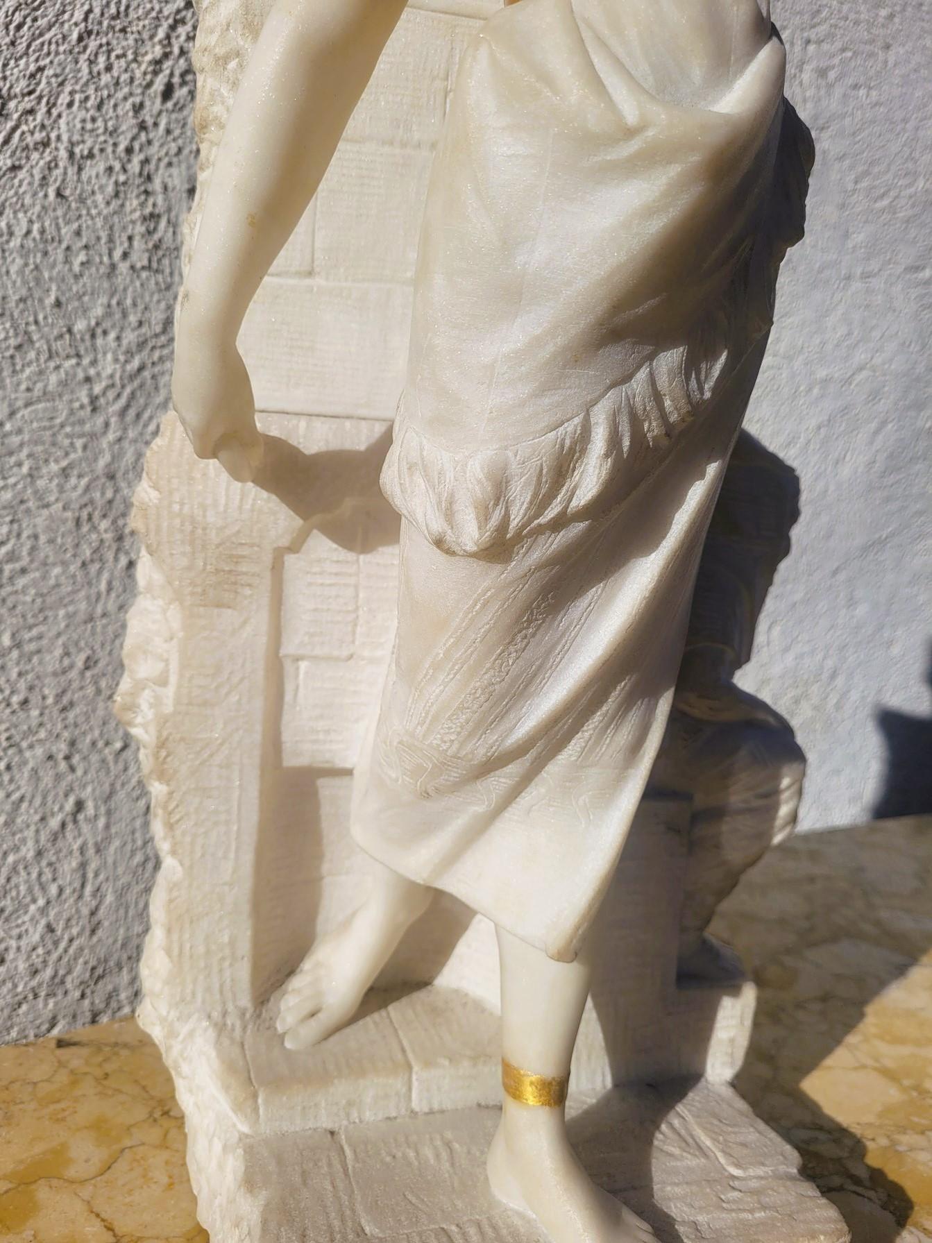 G Gambogi, Young Egyptian Woman, Marble Sculpture, 19th Century For Sale 4