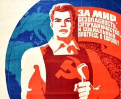 Original Vintage Poster Peace Conference Europe USSR Communist And Labour Party