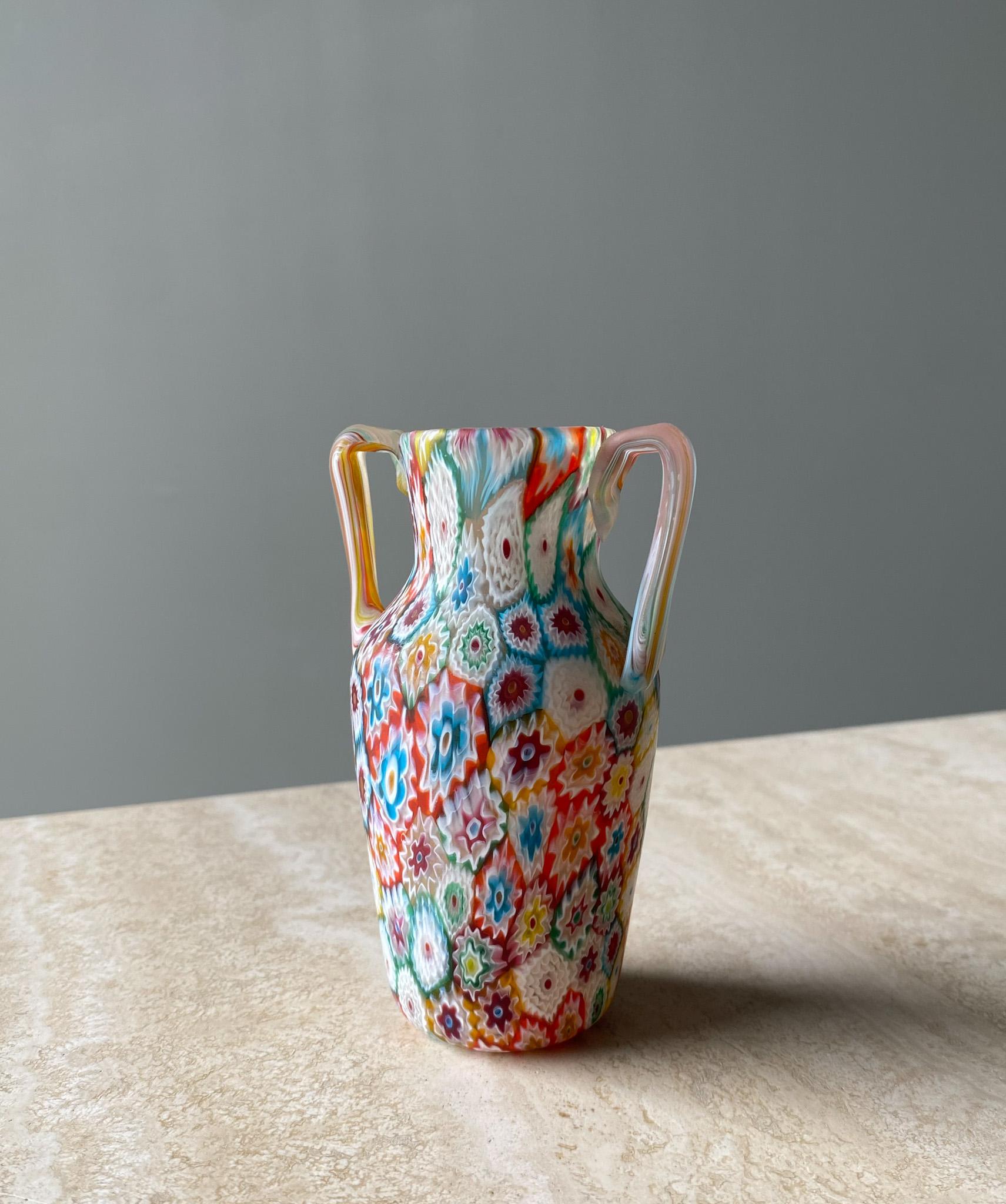G. Giacobbe Murano Millefiori Glass Vase, Italy, 1950s For Sale 7