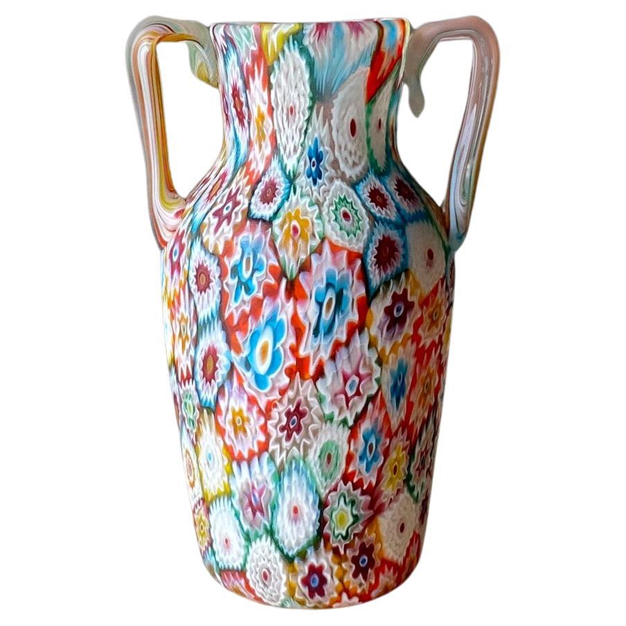 Vase en verre de Murano Millefiori de G. Giacobbe, Italie, années 1950