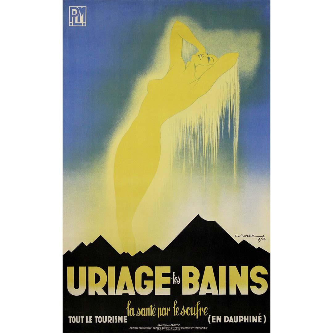 1936 original travel poster by G. Gorde, for the PLM Railway - Uriage les bains