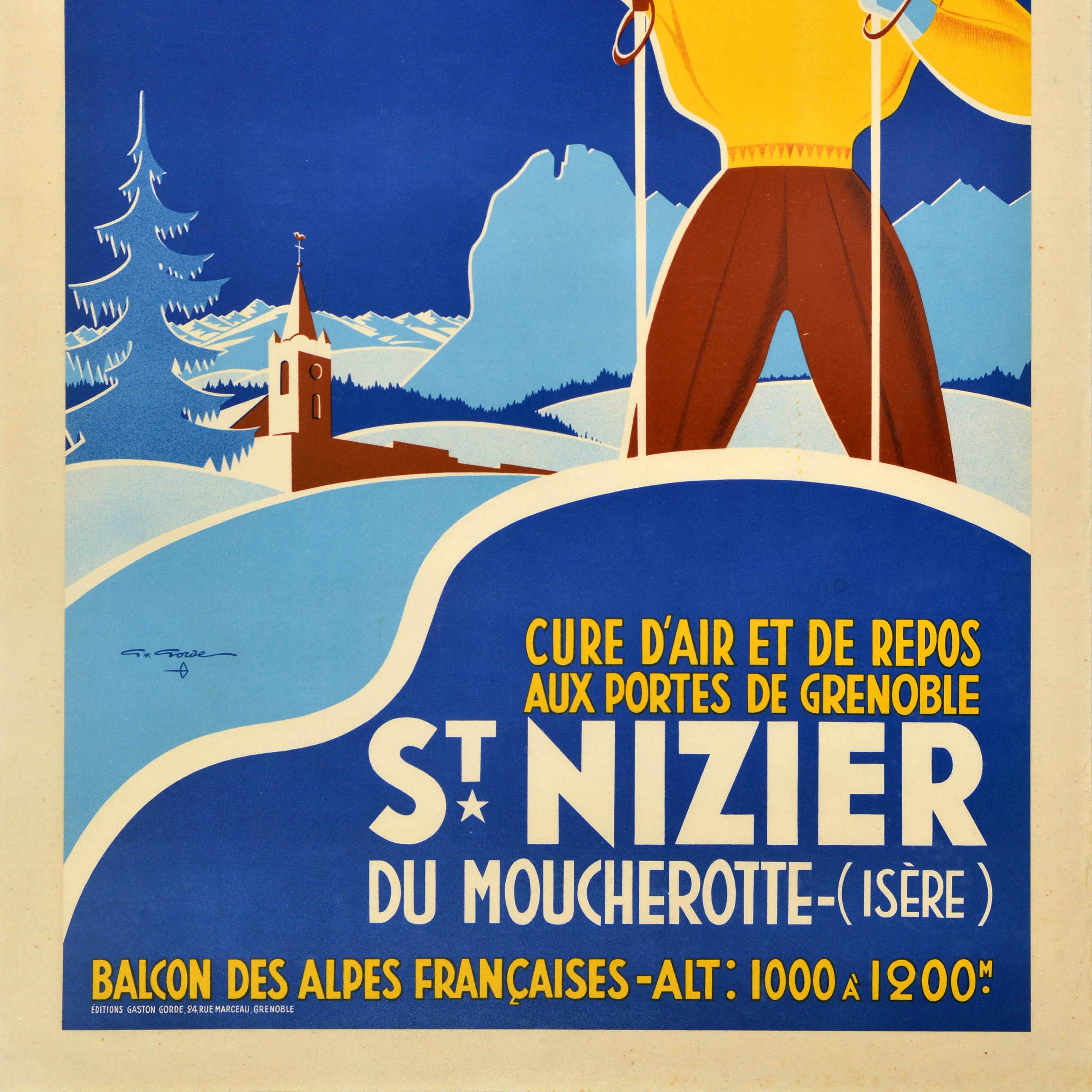 Original Vintage SNCF Railways Travel Poster St Nizier Du Moucherotte Grenoble For Sale 1