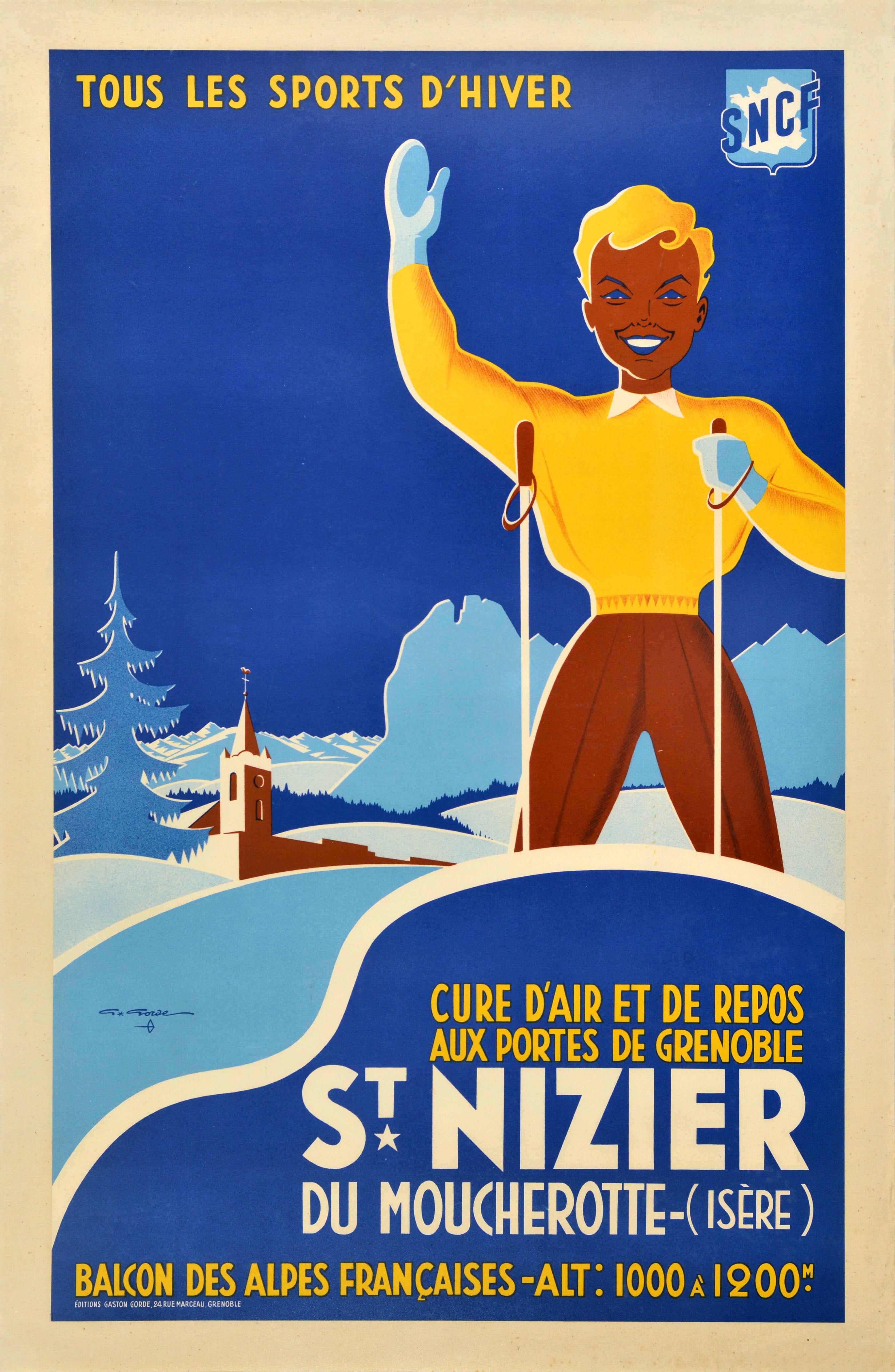 G Gorde Print - Original Vintage SNCF Railways Travel Poster St Nizier Du Moucherotte Grenoble