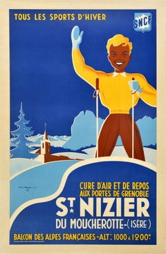 Original Vintage SNCF Railways Travel Poster St Nizier Du Moucherotte Grenoble