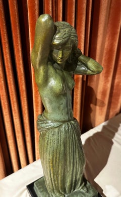G Gori Bronze Female Nude Statue Classic Art Deco France