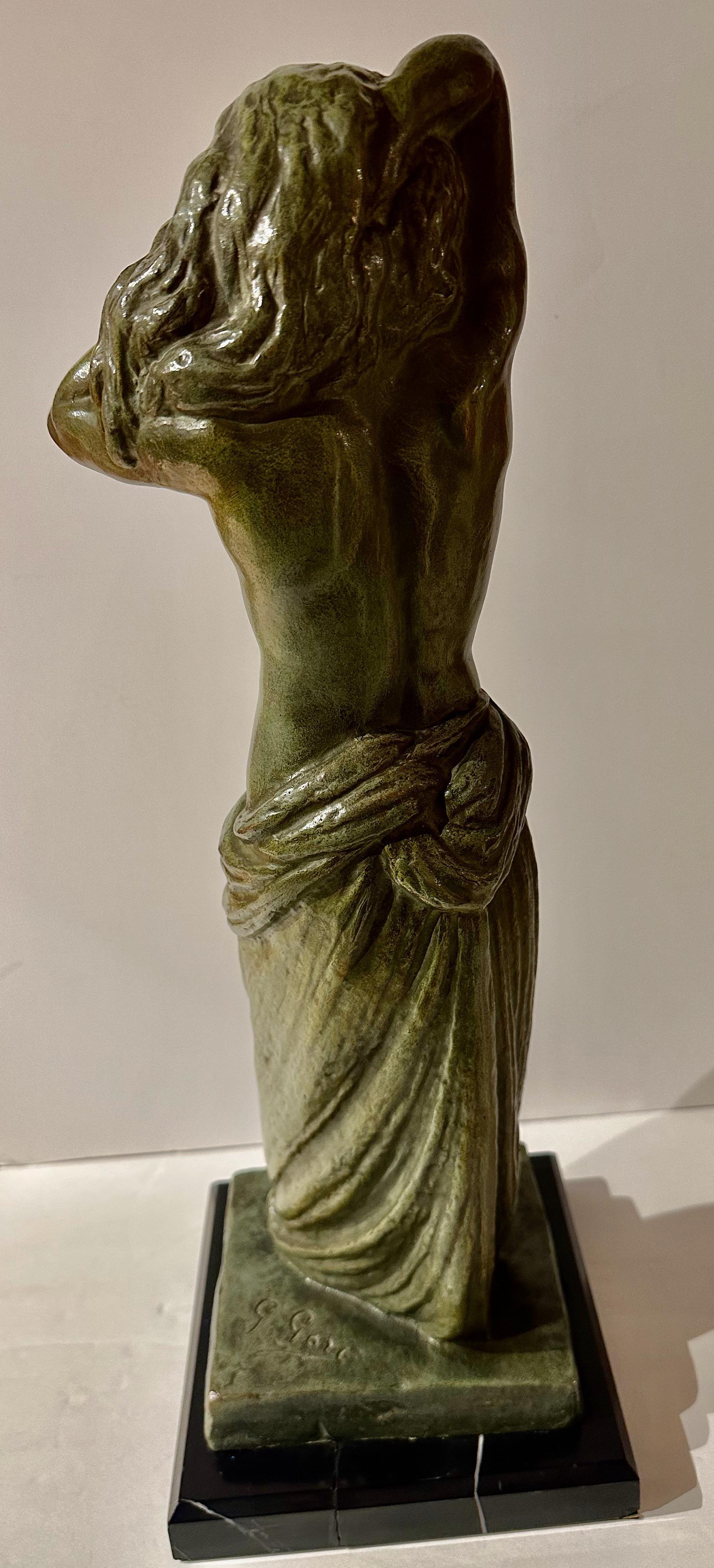G Gori Bronze Femme Nue Statue Classic Art Deco France en vente 3