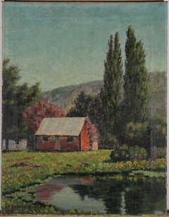 G. Gould MacQuarrie - Mid 20th Century Oil, The Log Cabin