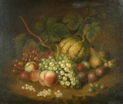 Still life of fruit on a woodland bank