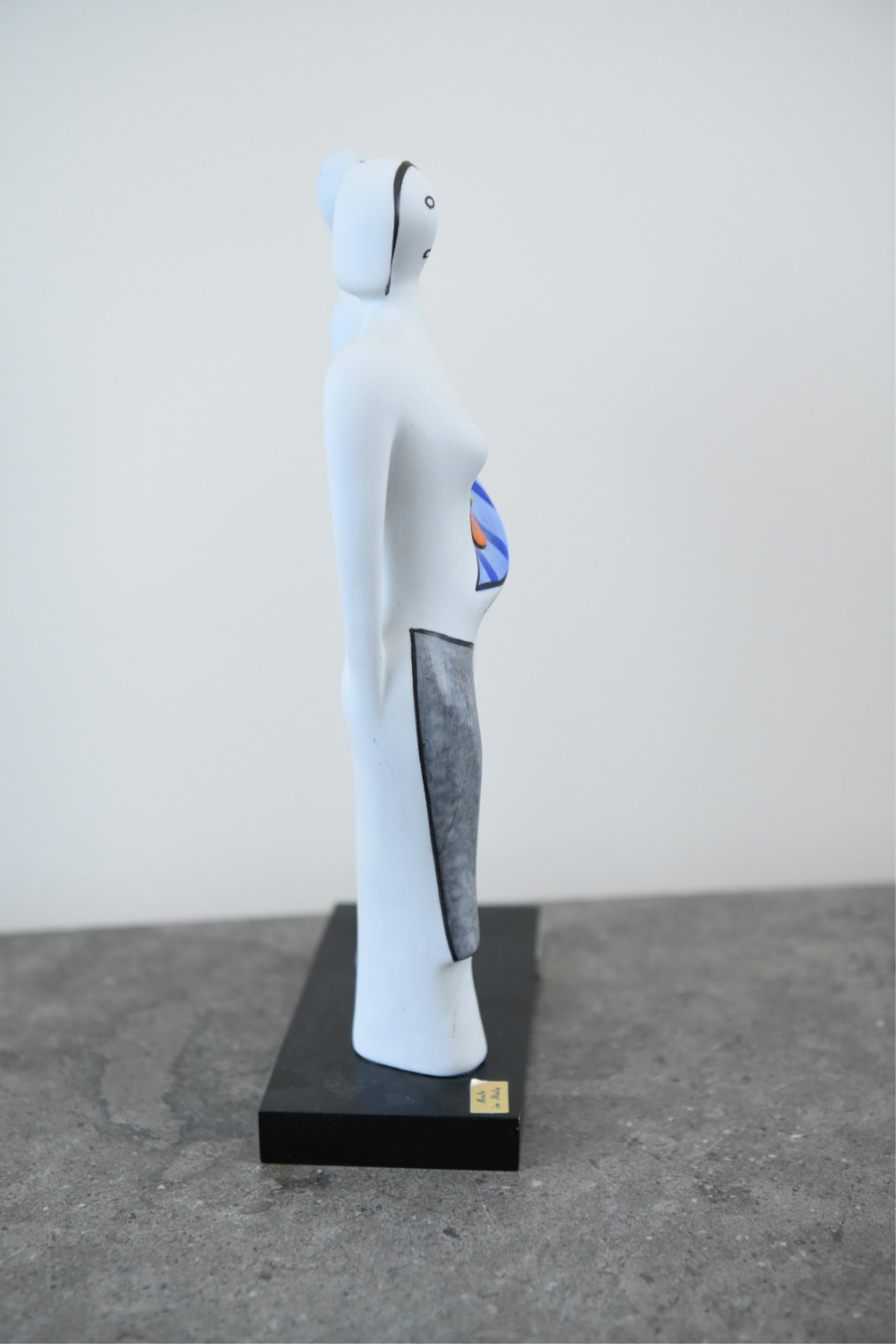 G. Gusella, Small Figurative Hand Painted Ceramic Sculpture, circa 1980s 1