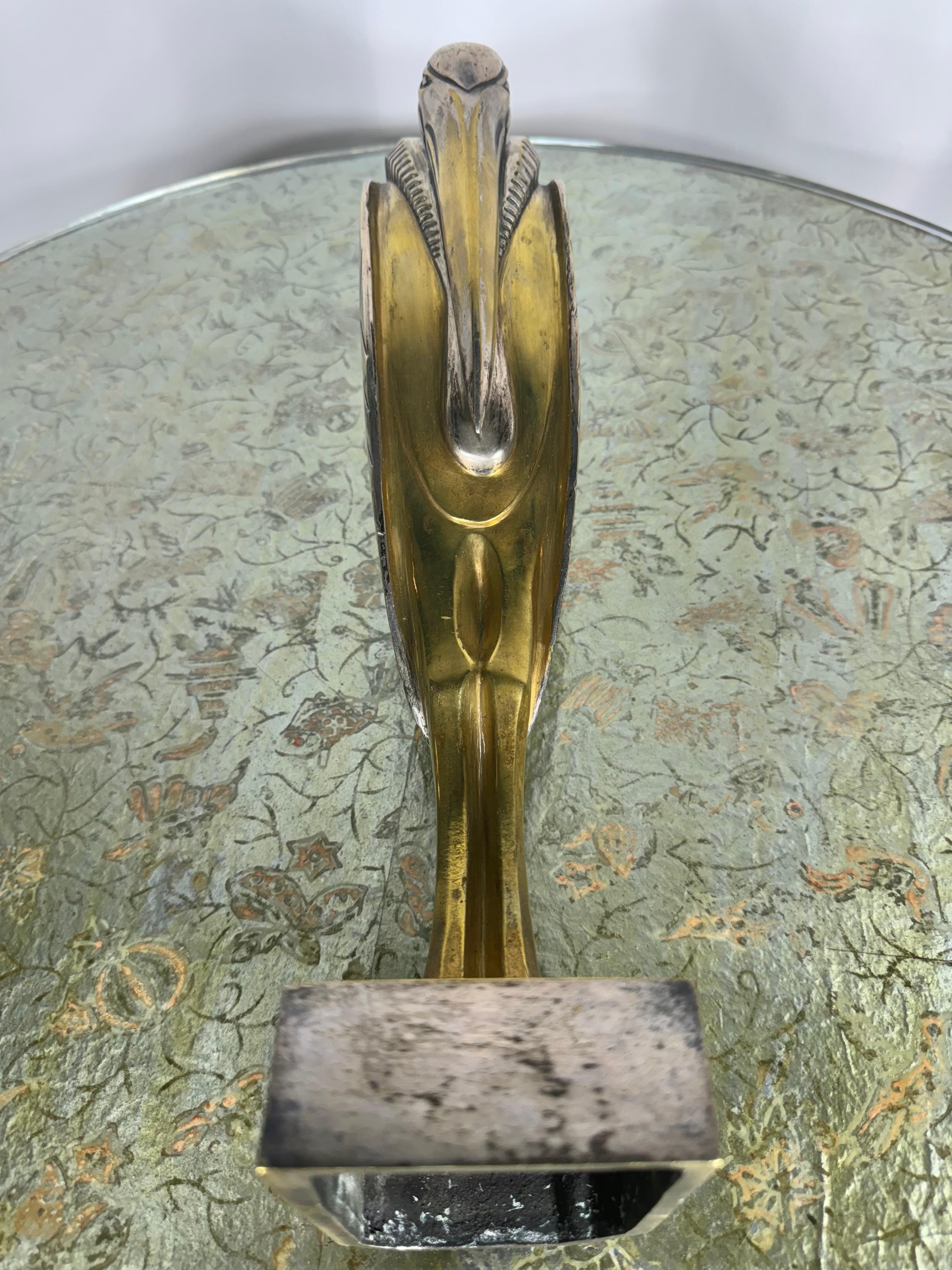 G. H. Laurent (francese) 1920 Art Deco a due toni con un airone stilizzato in bronzo in vendita 3