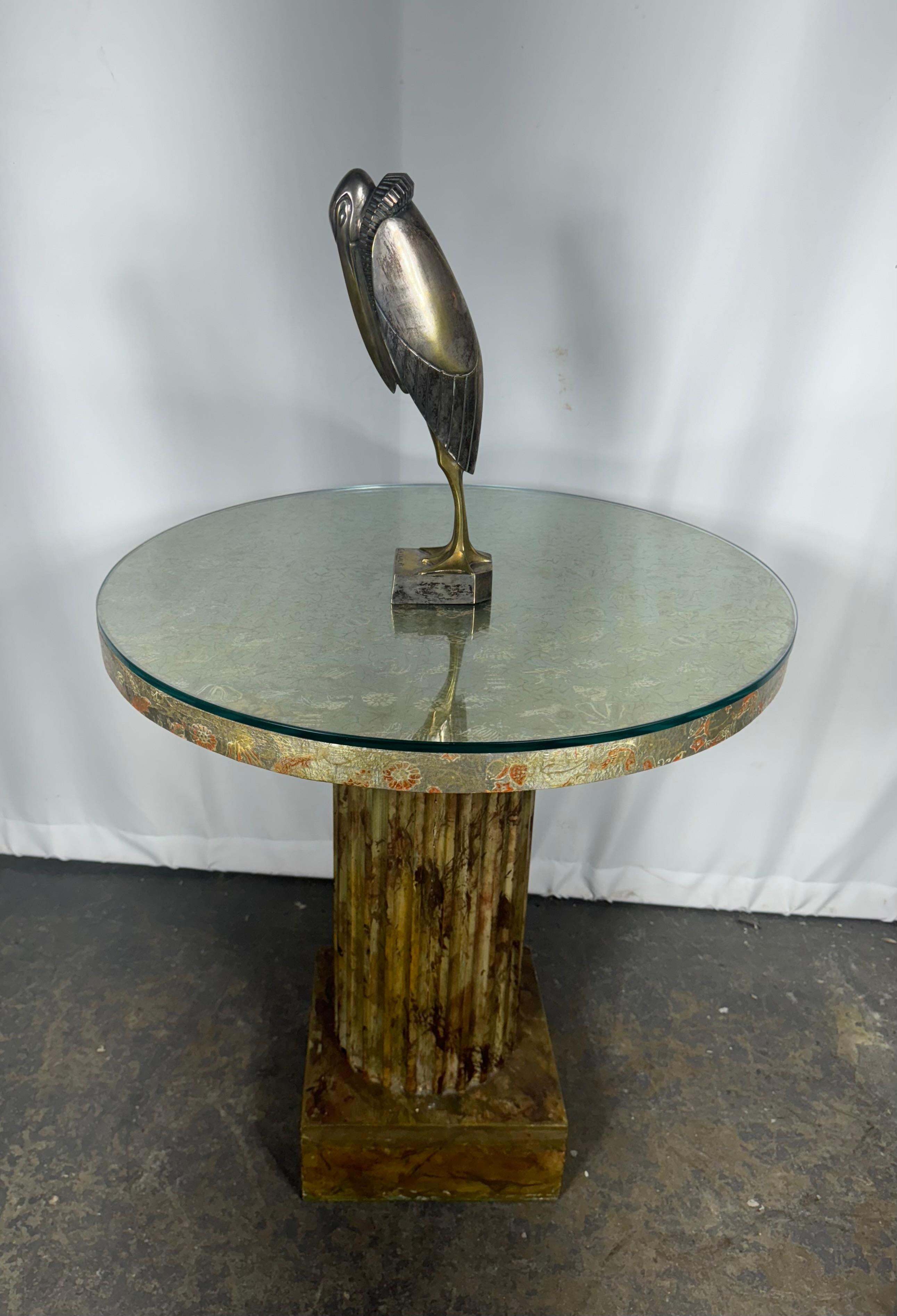 Splendido airone di bronzo stilizzato Art Deco bicolore di G. H. Laurent (francese) del 1920
