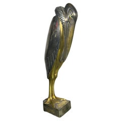 G. H. Laurent (French) 1920's Two-Toned Art Deco Stylized Bronze Heron