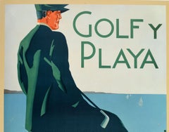 Original Vintage Travel Poster Golf Y Playa Miramar Beach Resort Argentina Sport