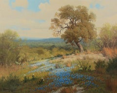 " SPRING SHADOWS " TEXAS BLUEBONNETS BLUEBONNET G. HARVEY 33 X 39 FRAME SIZE