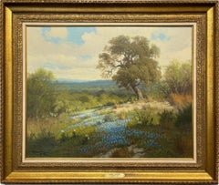 " SPRING SHADOWS " TEXAS BLUEBONNETS BLUEBONNET G. HARVEY 33 X 39 FRAME SIZE