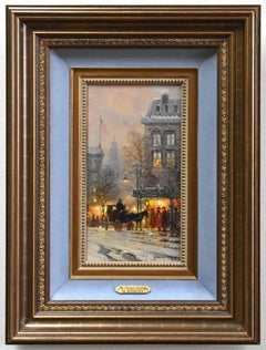 Used " THE DINNER CARRIAGE " G. HARVEY STREET SCENE STUNNING SMALL PAINTING