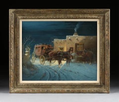 "A Winter Stop-Over" Western Stagecoach Snow Scene G. Harvey In 1970 Calendar