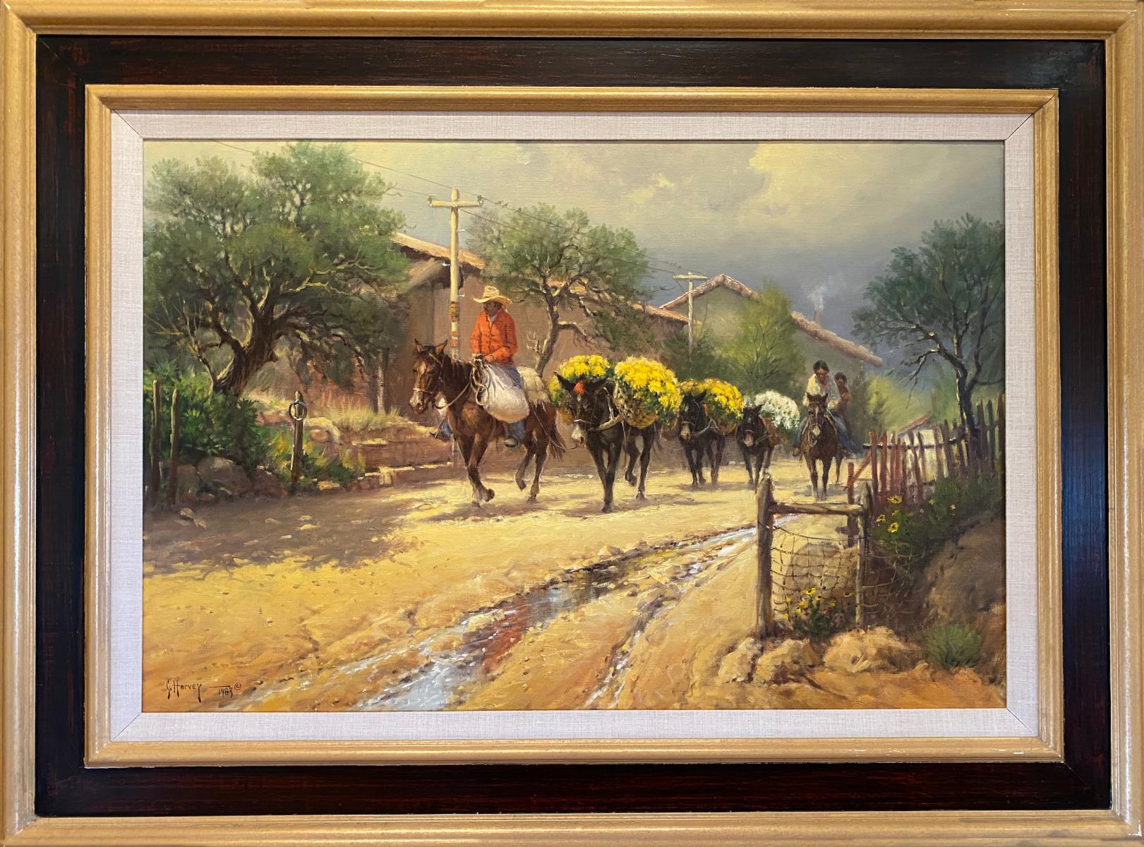 G. Harvey Landscape Painting - "FLOWERS TO MARKET" (IXTAPAN MEXICO) 1983 G. HARVEY  PICTURED G. HARVEY BOOK
