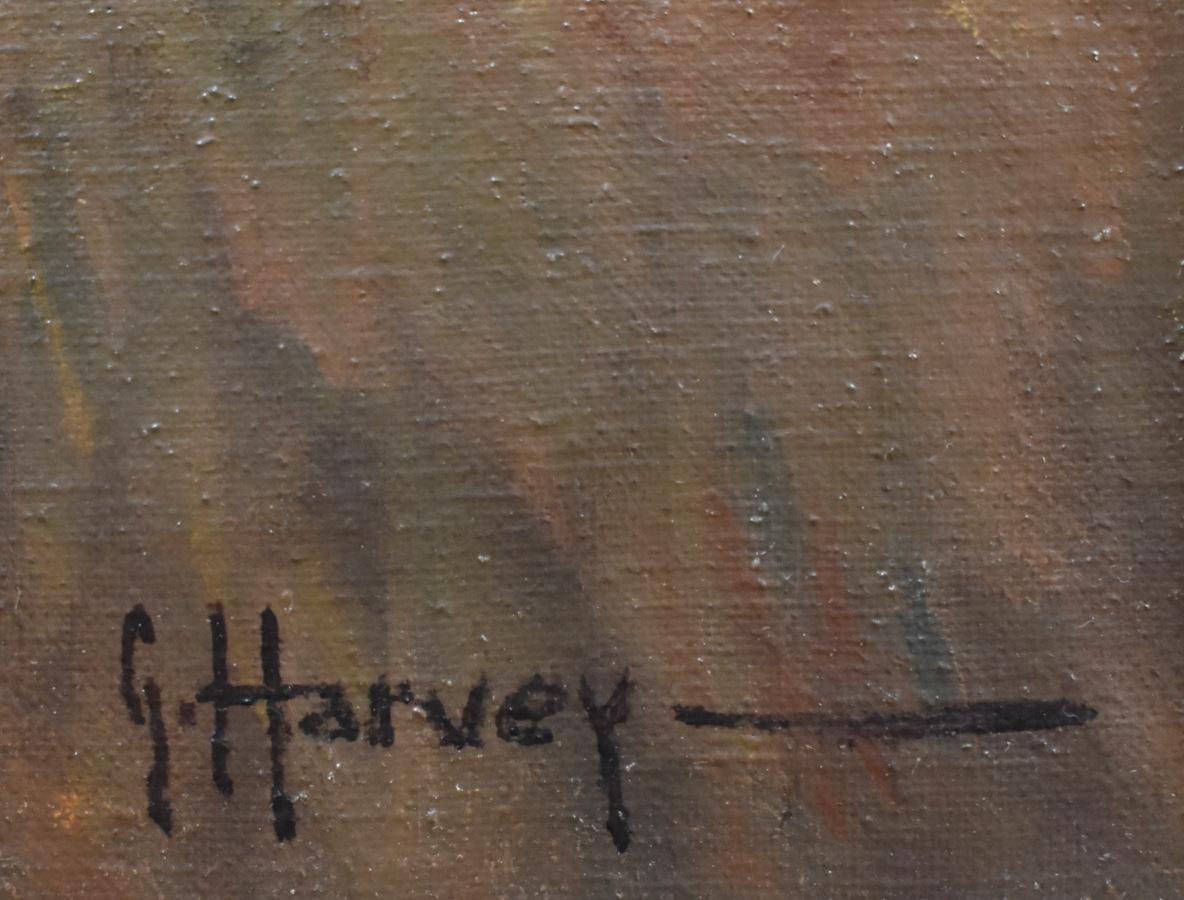 « GATHERING STRAYS » G. HARVEY, GERALD JONES WESTERN COWBOYS HEREFORD CATTLE  PLUS - Painting de G. Harvey