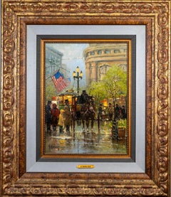 MARKET AT POWELL SAN FRANCISO STREET SCENE. 27 X 23 FRAMED. EXCELLENT, GLOWS