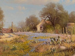 "MEMORIES" TEXAS HILL COUNTRY BLUEBONNET, FARM HOUSE, CISTERN 30 X 40