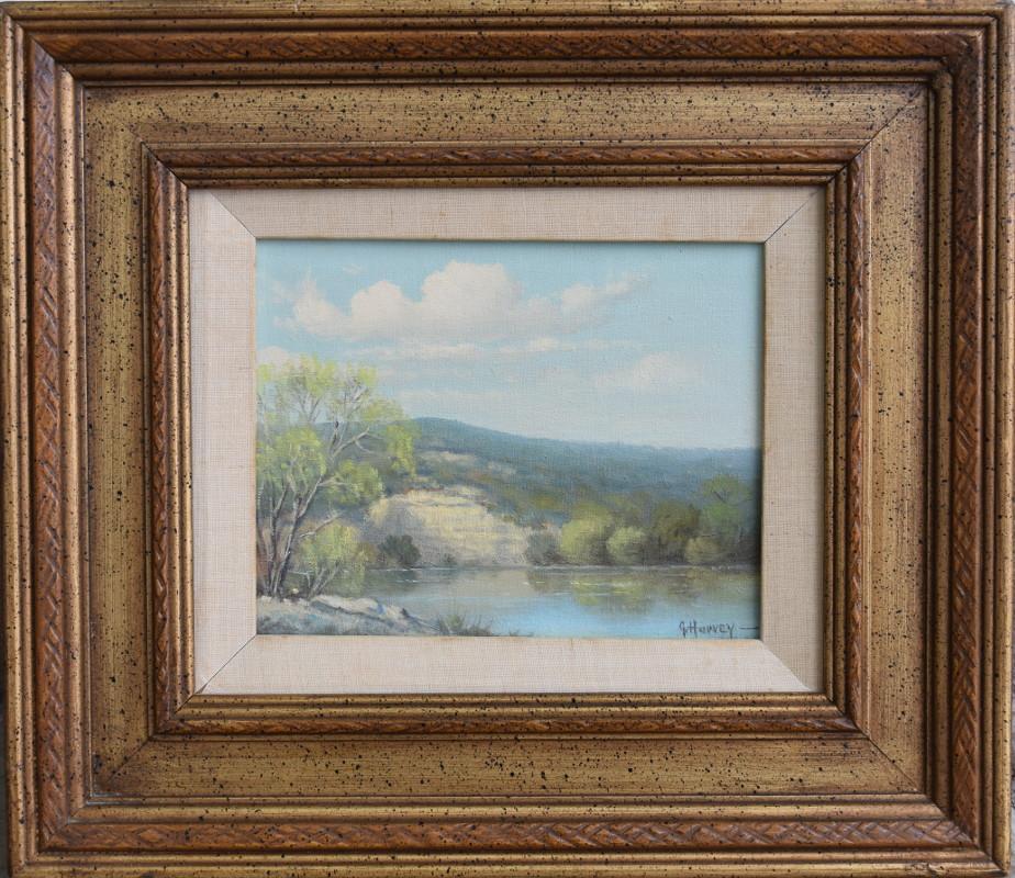 G. Harvey Landscape Painting - "Peaceful Guadalupe"  Guadalupe River Texas Hill Country Scene