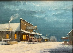"PIONEER CHRISTMAS"  OLD WEST TOWN SNOW SCENE