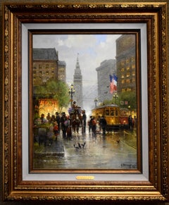 "RICORDANDO SAN FRANCISO" G. HARVEY SCENA DI STRADA EMBARCADERO DUE CARRELLI & MOR