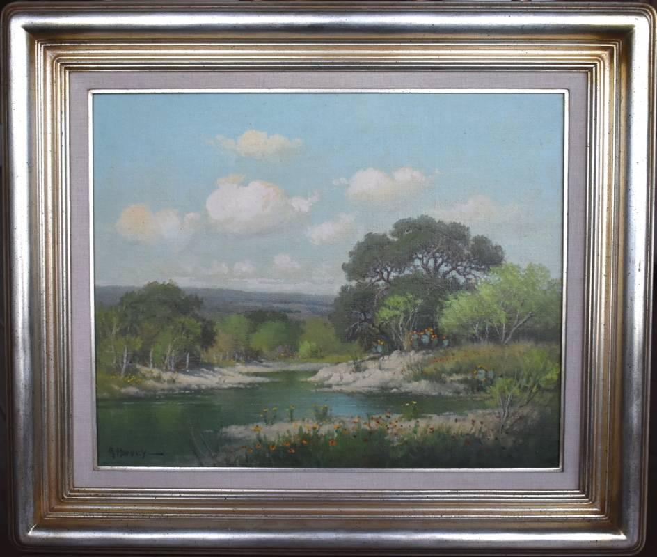 G. Harvey Landscape Painting - "RIVER CACTUS"    Texas Hill Country