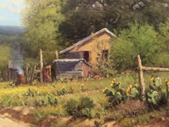 "Smoke Barrel"  TEXAS HILL COUNTRY LANDSCAPE w/ SHACK HIS FINEST LANDSCAPE 30x40