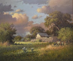 "SPRING SHOWERS" G. HARVEY (1933-2017) TEXAS HILL COUNTRY RANCH