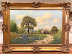 "THE RED GATE IN BLUE" TEXAS BLUEBONNET PAINTING